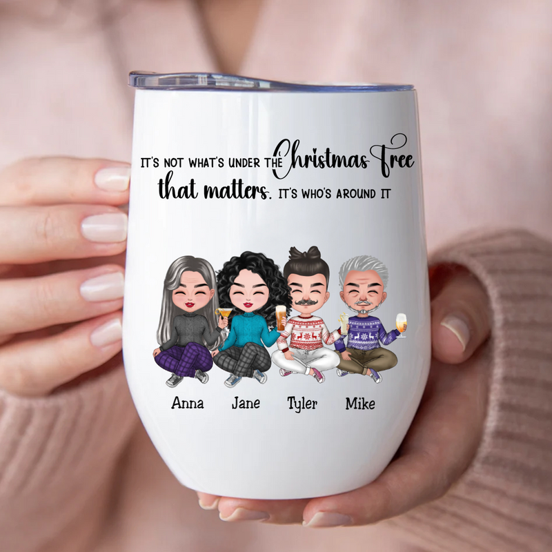 Friends - Best Friends Around The Christmas Tree - Personalized Wine Tumbler (LH)
