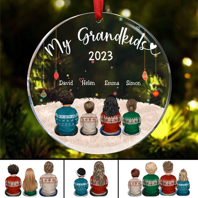 Family - My Grandkids - Personalized Acrylic Circle Ornament Ver 2 (LH)
