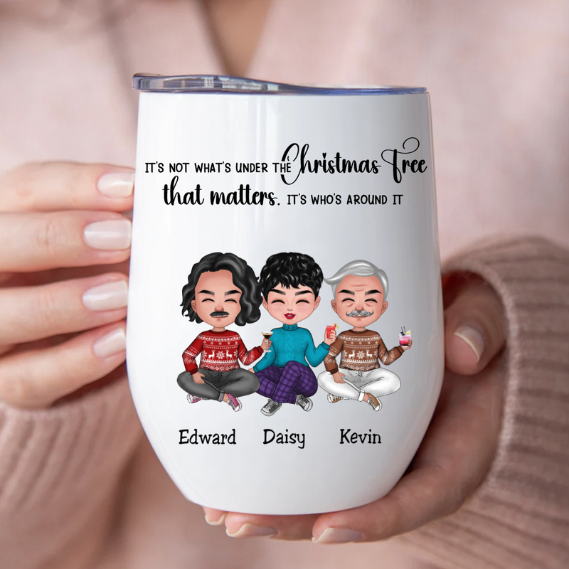 Friends - Best Friends Around The Christmas Tree - Personalized Wine Tumbler (LH)