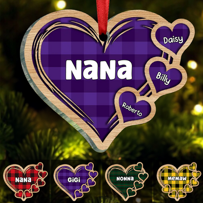 Family - Custom Grandma Heart - Personalized Ornament - Makezbright Gifts