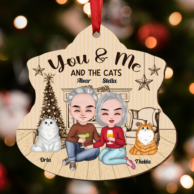 Couple - You & Me And The Cat - Personalized Transparent Ornament