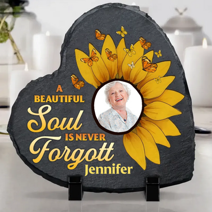 Custom Photo A Beautiful Soul Is Never Forgotten - Personalized Memorial Stone (TB)