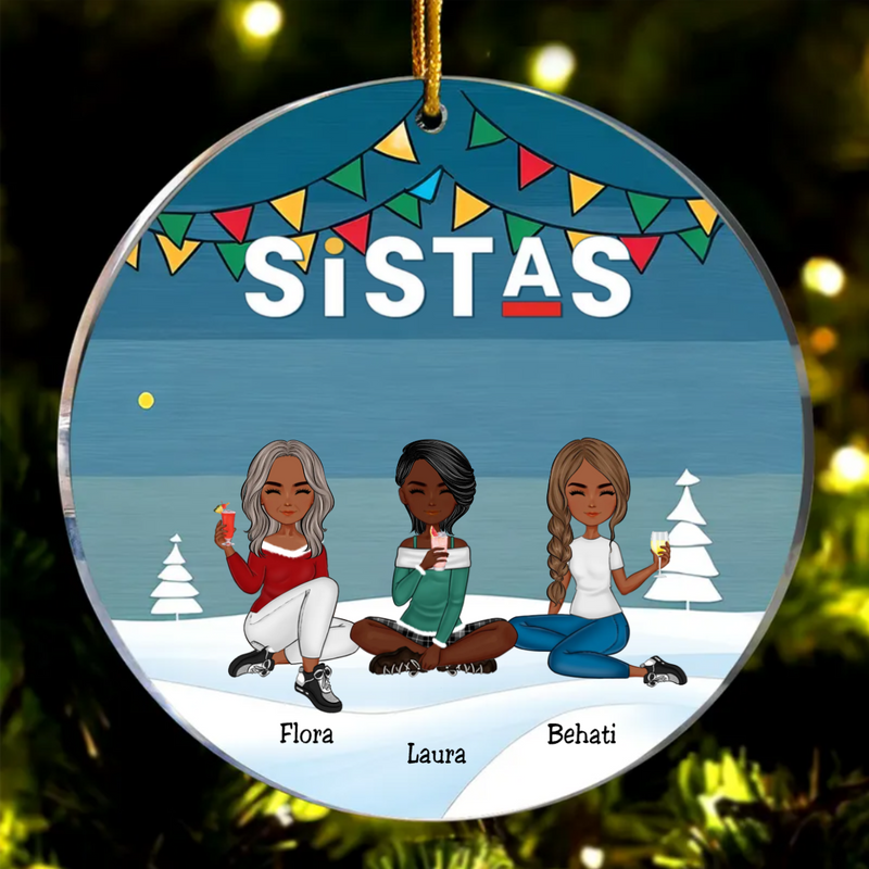 Sistas -  Sistas Soul Sisters - Personalized Circle Ornament (LH)