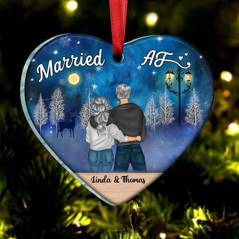Couple - Christmas Couple Married AF - Personalized Heart Ornament