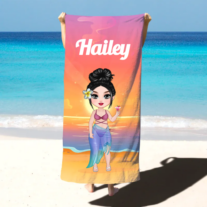 Girls - Beach Lady - Personalized Beach Towel
