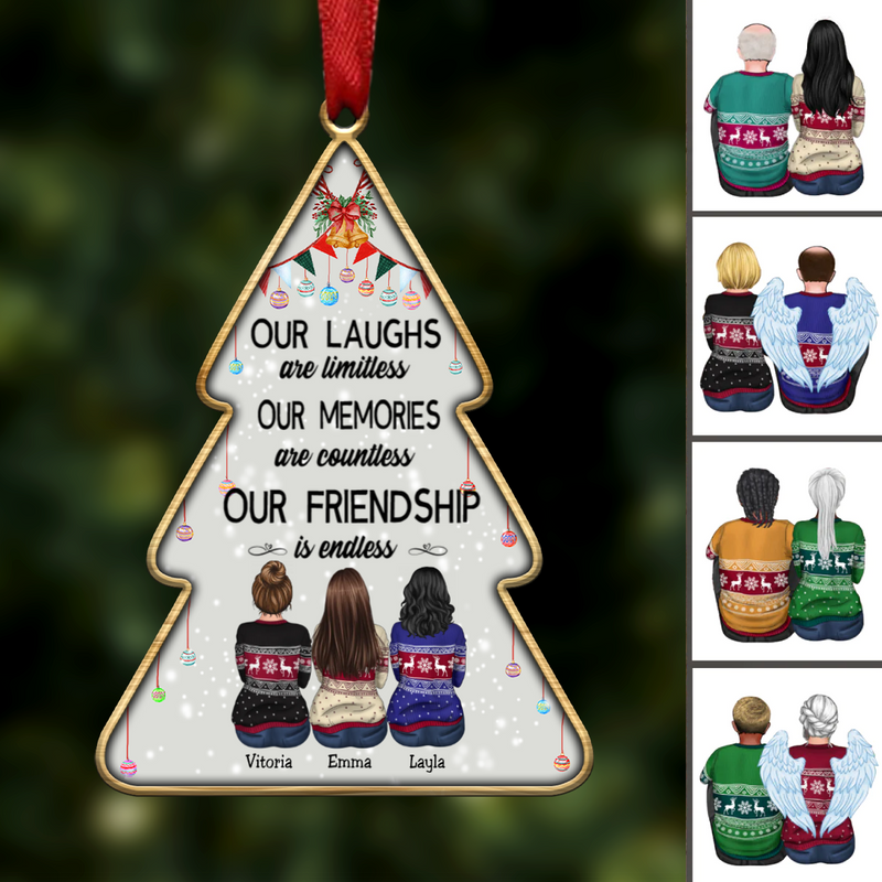 Friends - Our Laughs Are Limitless Our Memories Are Countless Our Friendship Is Endless - Personalized Transparent Ornament