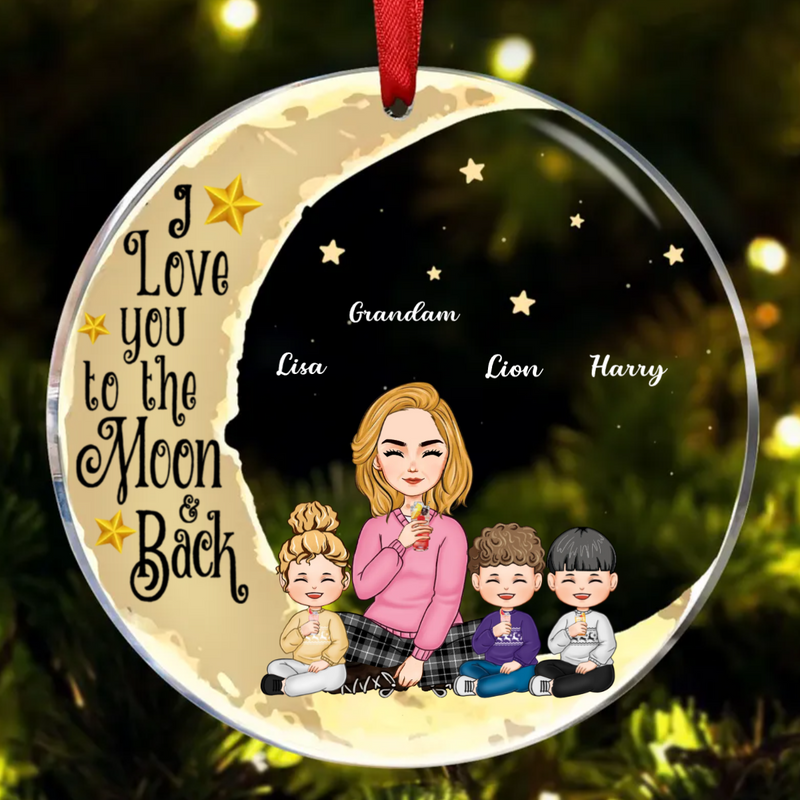 Grandma - I Love You To The Moon And Back - Personalized Circle Ornament
