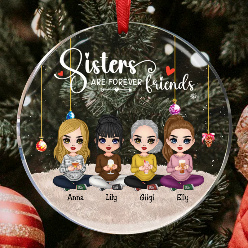 Sisters - Sisters Are Forever Friends - Personalized Circle Ornament (TB)
