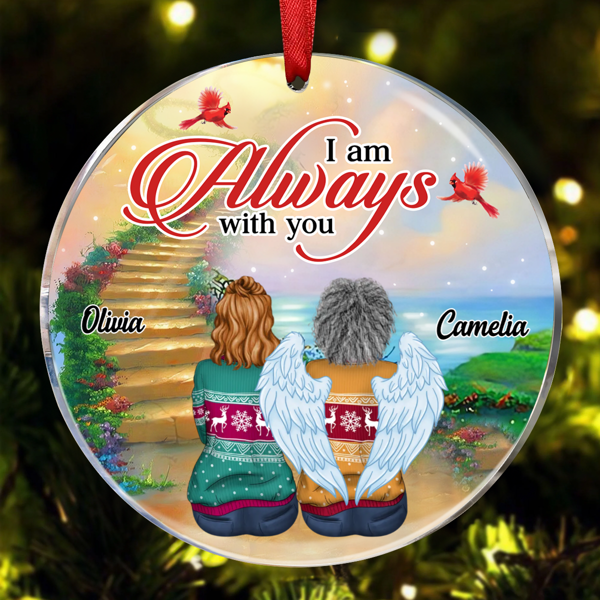 Mother Always With Daughter Personalized Circle Ornament