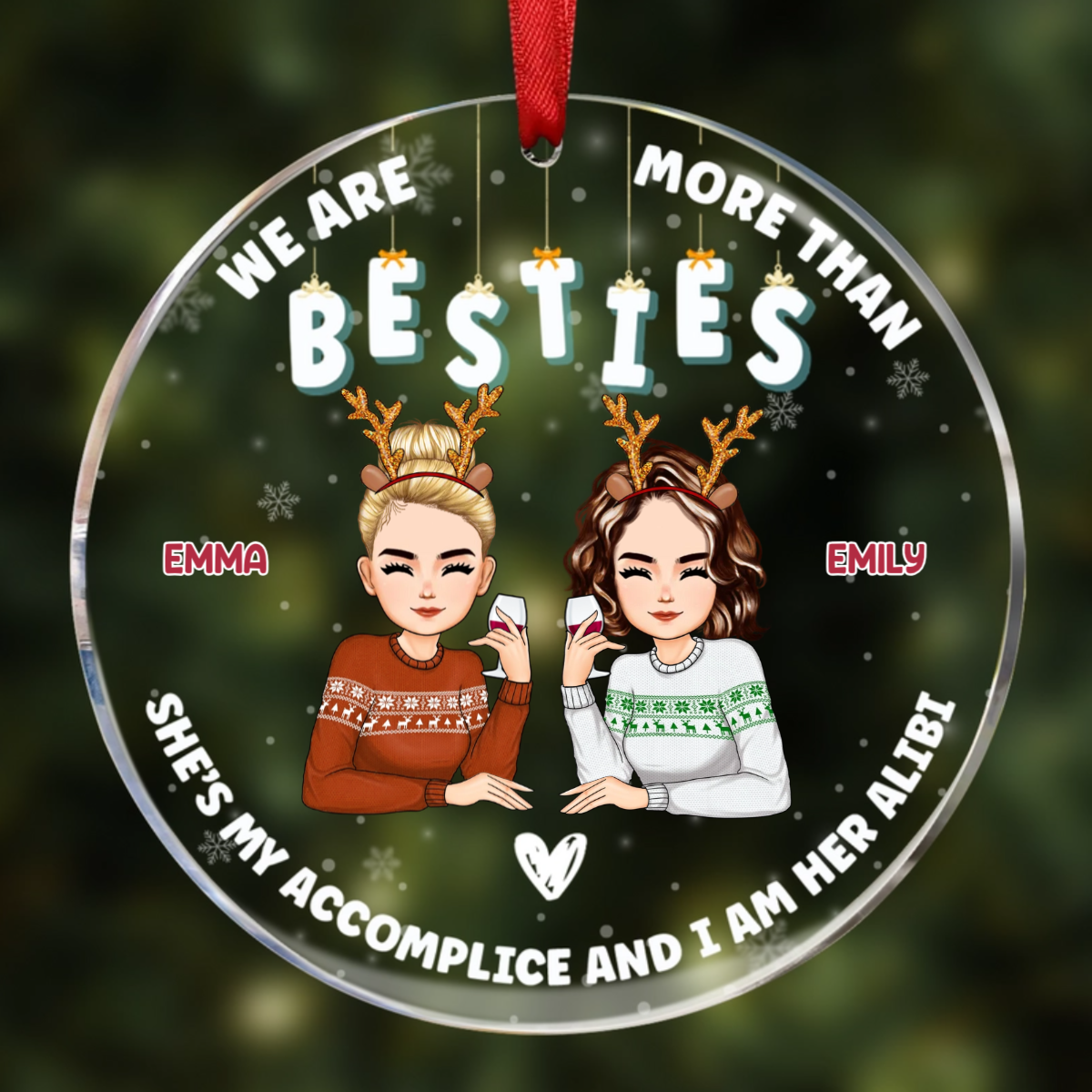 Christmas We Are More Than Bestie - Personalized Circle Acrylic Ornament