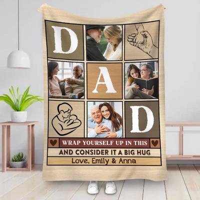Father's Day - Wrap Yourself Up In This And Consider It A Big Hug - Personalized Blanket