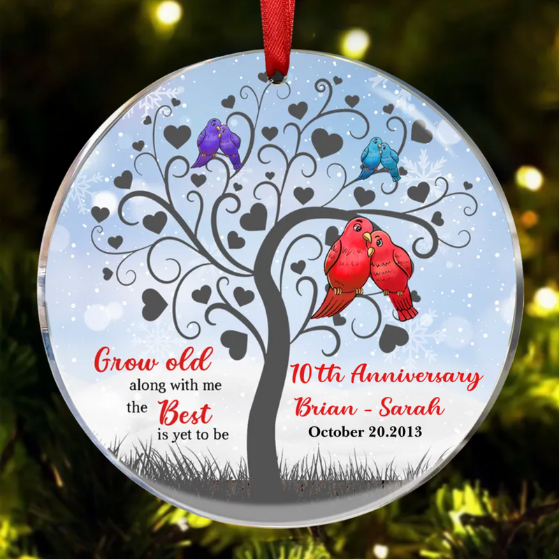 Couple - Grow Old Anniversary - Personalized Circle Ornament