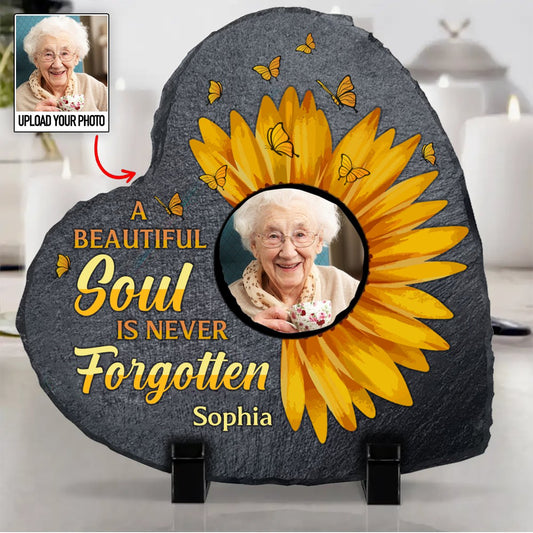 Family - A Beautiful Soul Is Never Forgotten - Personalized Memorial Stone - Makezbright Gifts