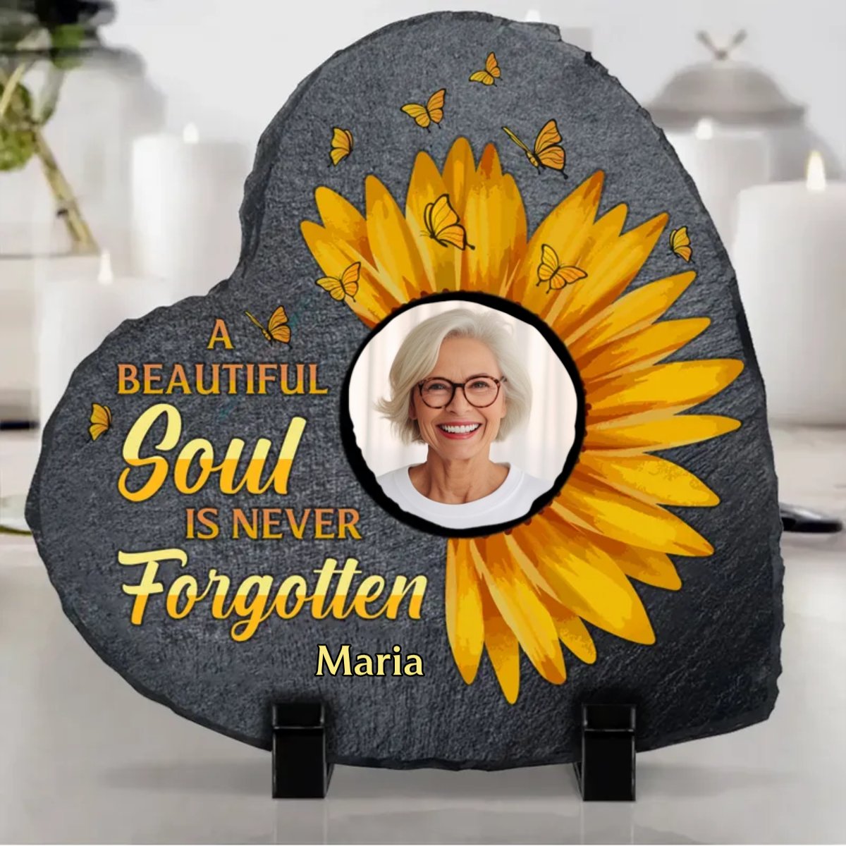 Family - A Beautiful Soul Is Never Forgotten - Personalized Memorial Stone - Makezbright Gifts