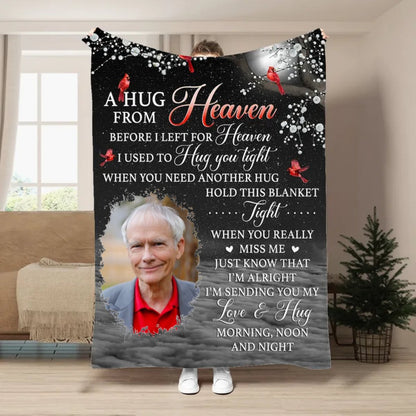 Family - A Hug From Heaven Before I Left For Heaven I Use To Hug You Tight - Personalized Blanket (NV) - Makezbright Gifts