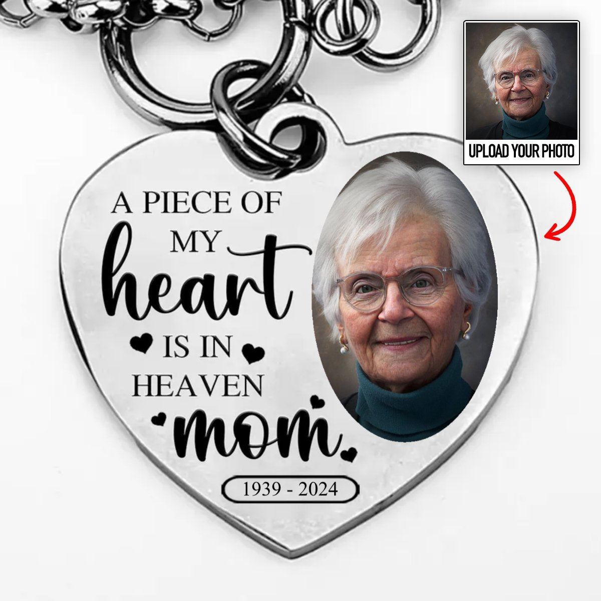 Family - A Piece Of My Heart Is In Heaven - Personalized Bracelet - Makezbright Gifts