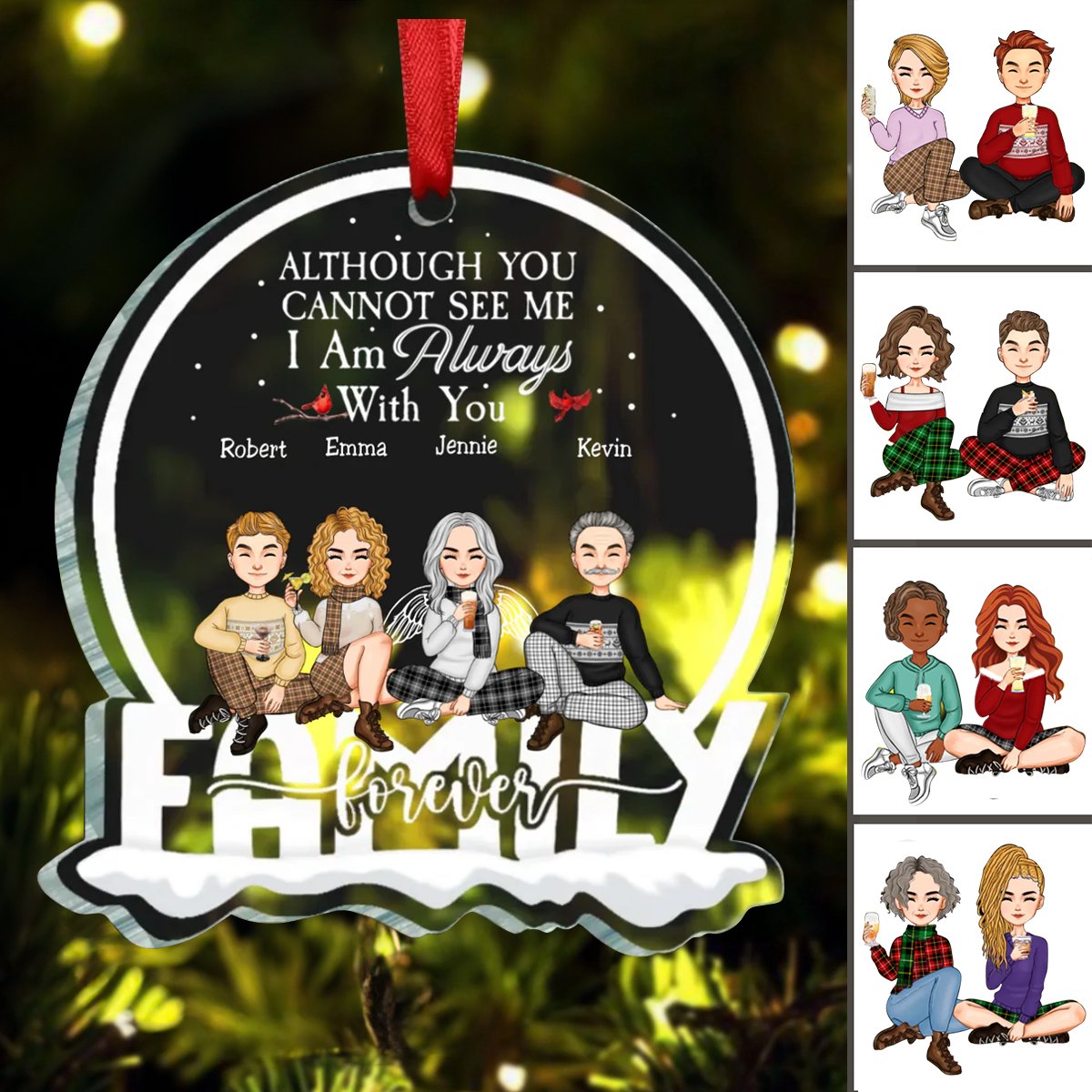 Family - Although You Can Not See Me I Am Always With You - Personalized Circle Ornament (TB) - Makezbright Gifts