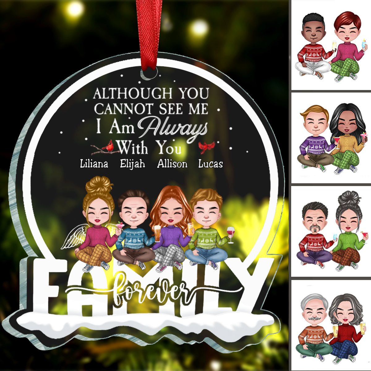 Family - Although You Can Not See Me I Am Always With You - Personalized Ornament (BU) - Makezbright Gifts