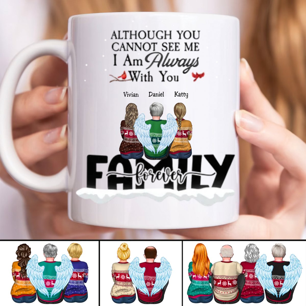 Family - Although You CanNot See Me I Am Always With You - Personalized Mug - Makezbright Gifts