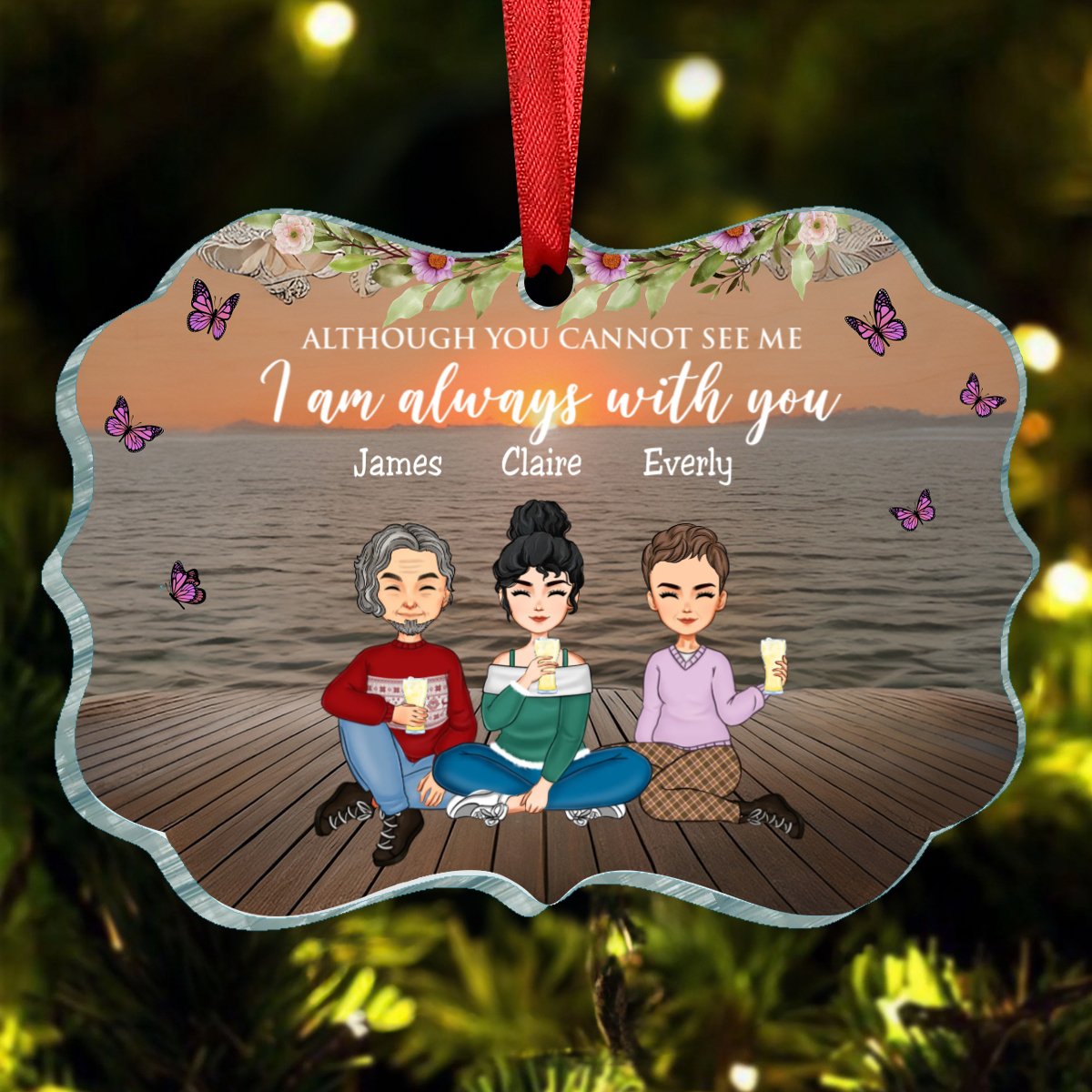 Family - Although You Cannot See Me I Am Always With You - Personalized Ornament (KE) - Makezbright Gifts