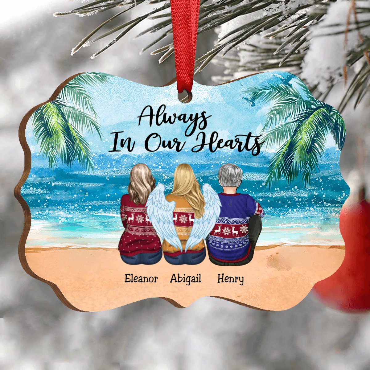 Family - Always In Our Hearts - Personalized Acrylic Ornament - Makezbright Gifts