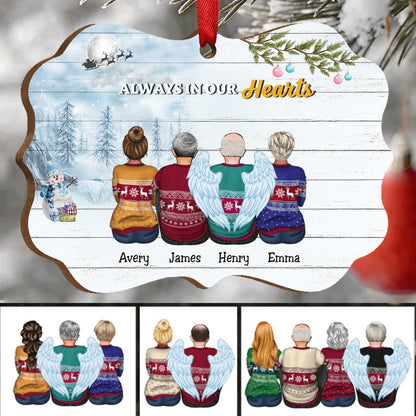 Family - Always In Our Hearts - Personalized Acrylic Ornament (Snow Man) - Makezbright Gifts