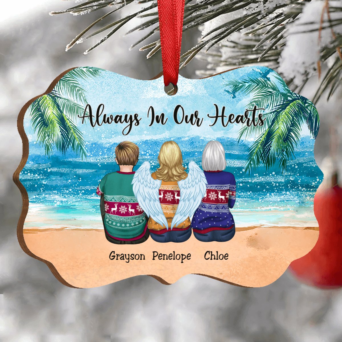 Family - Always In Our Hearts v2 - Personalized Acrylic Ornament - Makezbright Gifts