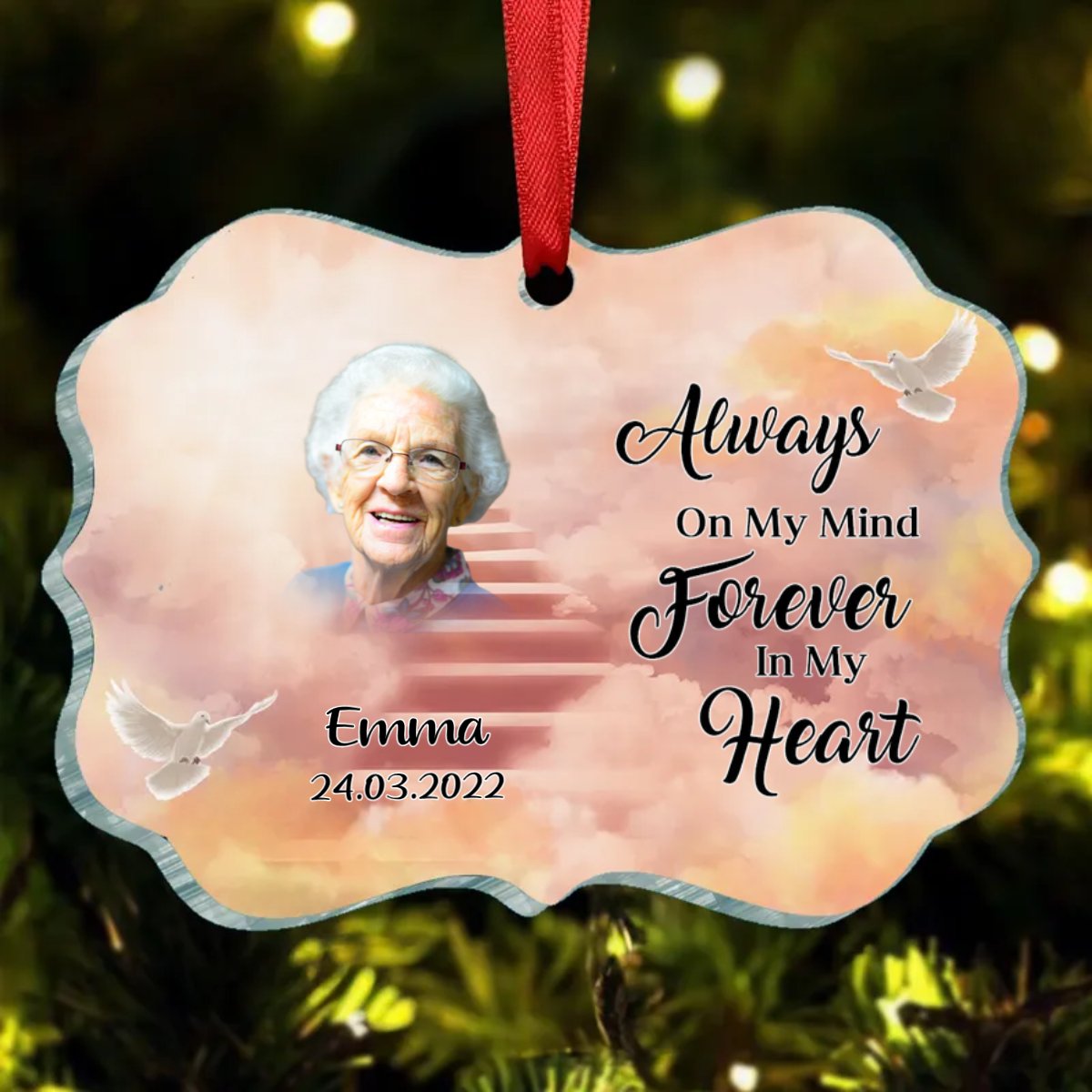 Family - Always On My Mind Forever In My Heart - Personalized Acrylic Ornament - Makezbright Gifts