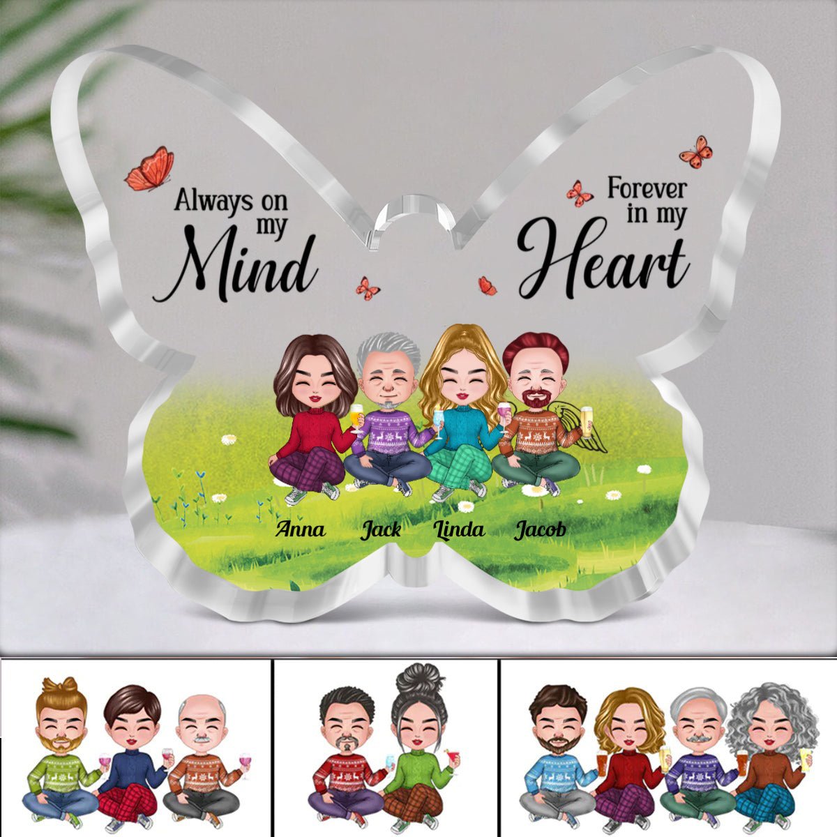 Family - Always On My Mind, Forever In My Heart - Personalized Butterfly Plaque (NM) - Makezbright Gifts