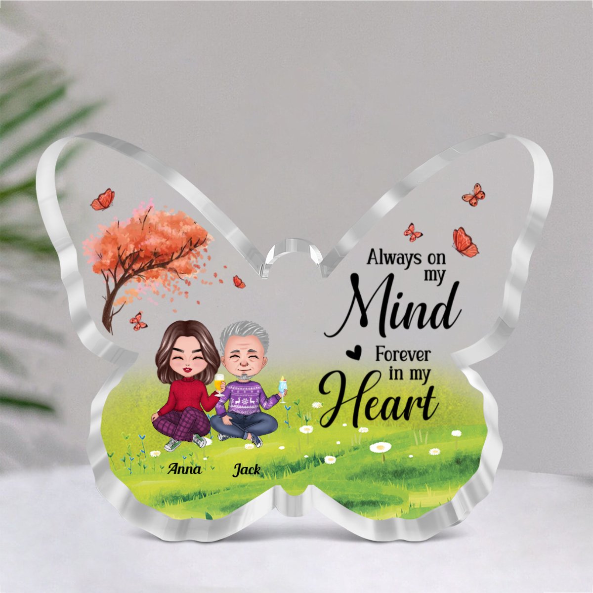 Family - Always On My Mind, Forever In My Heart - Personalized Butterfly Plaque (NM) - Makezbright Gifts