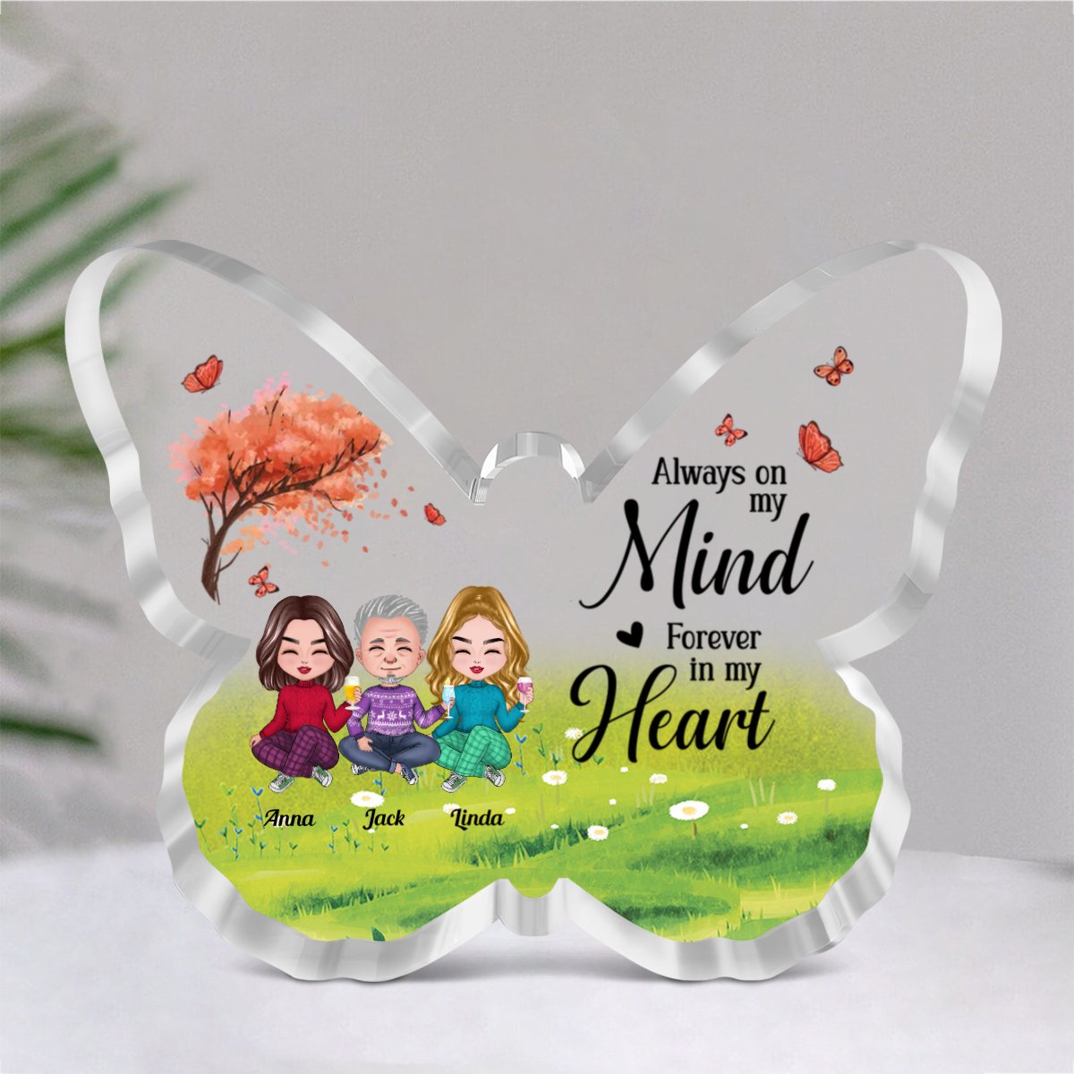 Family - Always On My Mind, Forever In My Heart - Personalized Butterfly Plaque (NM) - Makezbright Gifts