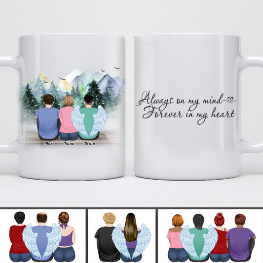 Family - Always On My Mind Forever In My Heart - Personalized Mug (Snow) - Makezbright Gifts