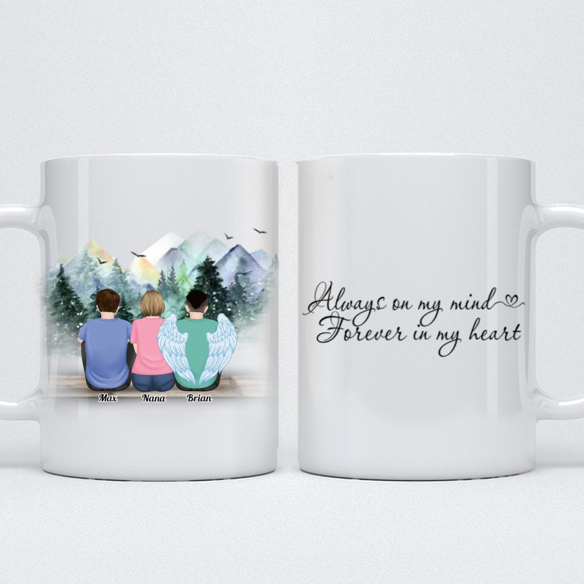 Family - Always On My Mind Forever In My Heart - Personalized Mug (Snow) - Makezbright Gifts