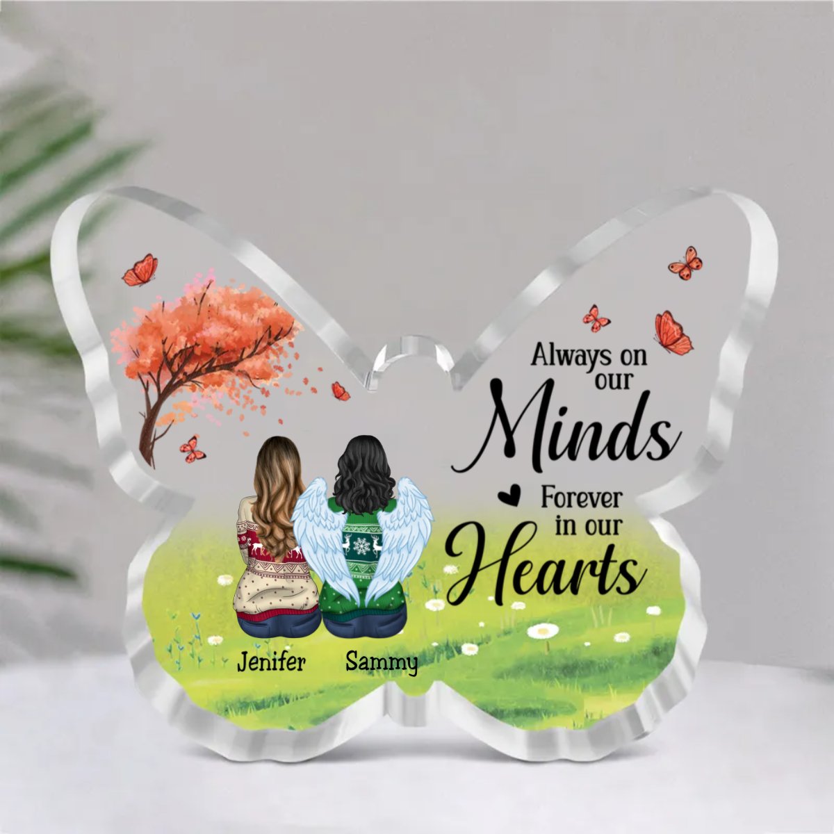 Family - Always On Our Minds, Forever In Our Hearts - Personalized Acrylic Plaque (Ver. 2) - Makezbright Gifts