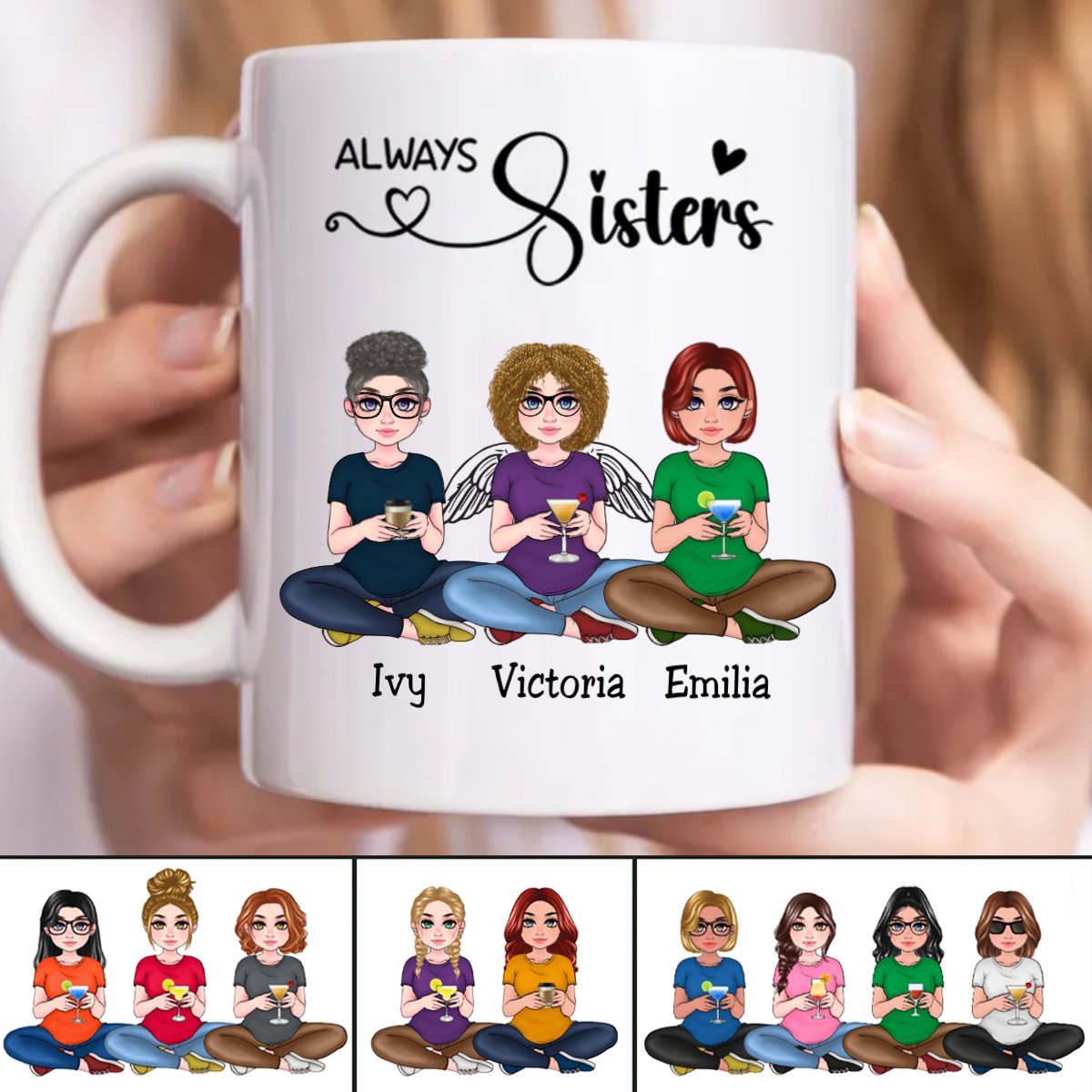 Family - Always Sisters - Personalized Mug (NM) - Makezbright Gifts