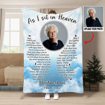 Family - As I Sit In Heaven - Personalized Blanket (LH) - Makezbright Gifts