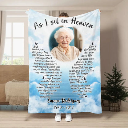 Family - As I Sit In Heaven - Personalized Blanket (LH) - Makezbright Gifts