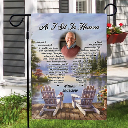 Family - As I Sit In Heaven - Personalized Flag - Makezbright Gifts