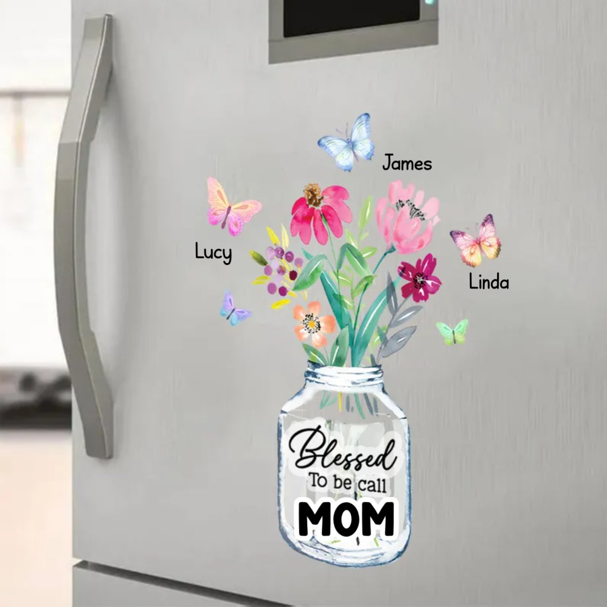 Family - Blessed To Be Called Grandma Mom Vase of Flower - Personalized Custom Decal - Makezbright Gifts