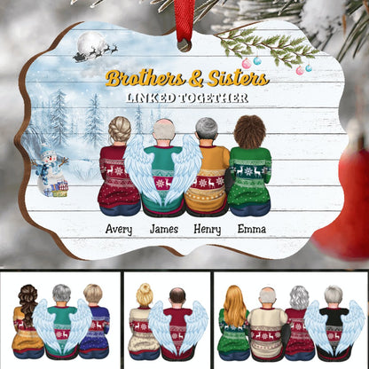 Family - Brothers And Sisters Linked Together - Personalized Acrylic Ornament (Snow Man) - Makezbright Gifts