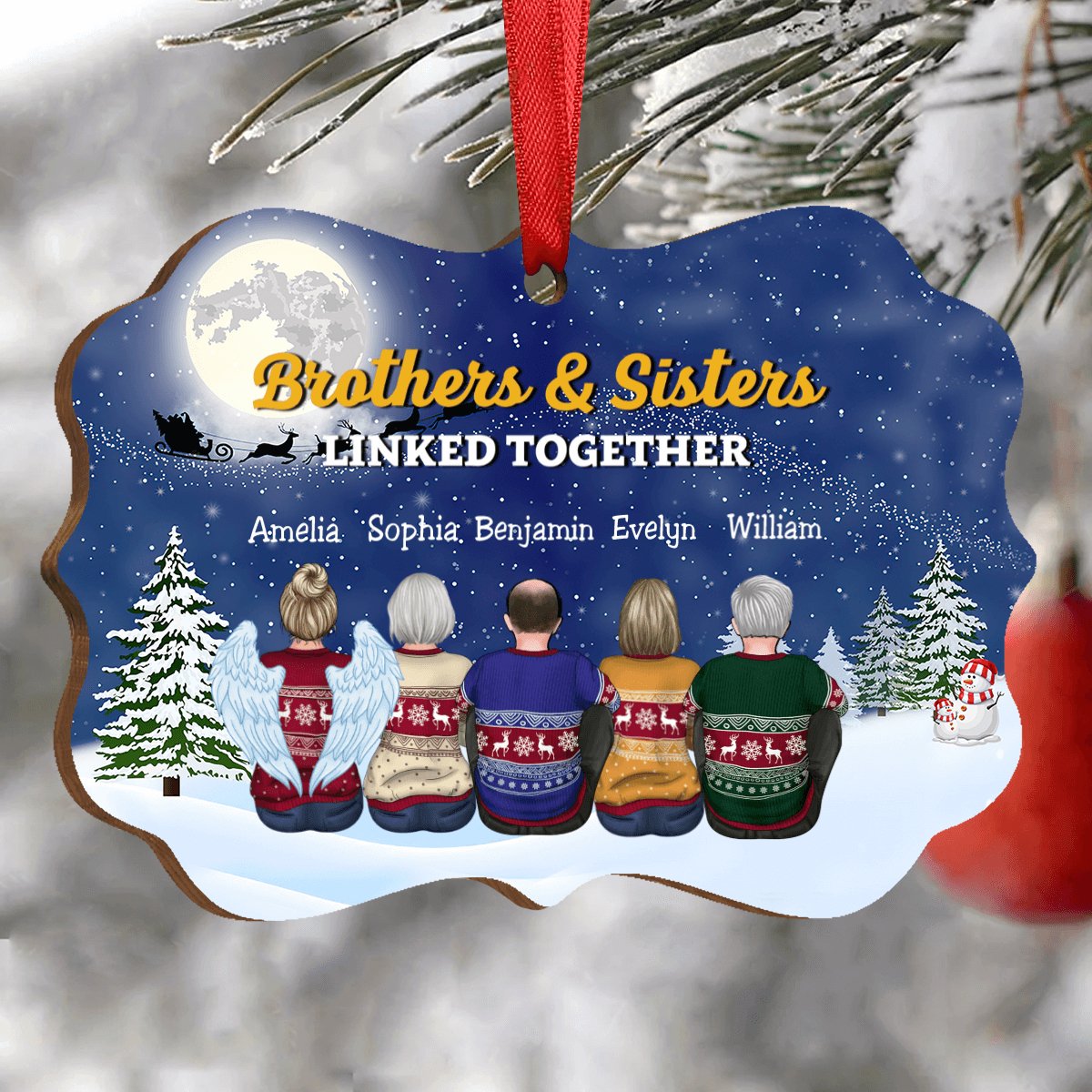 Family - Brothers And Sisters Linked Together - Personalized Christmas Ornament - Makezbright Gifts