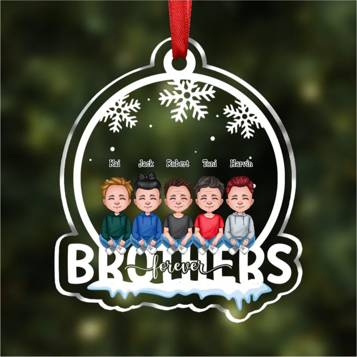 Family - Brothers Forever - Personalized Christmas Transparent Ornament - Makezbright Gifts