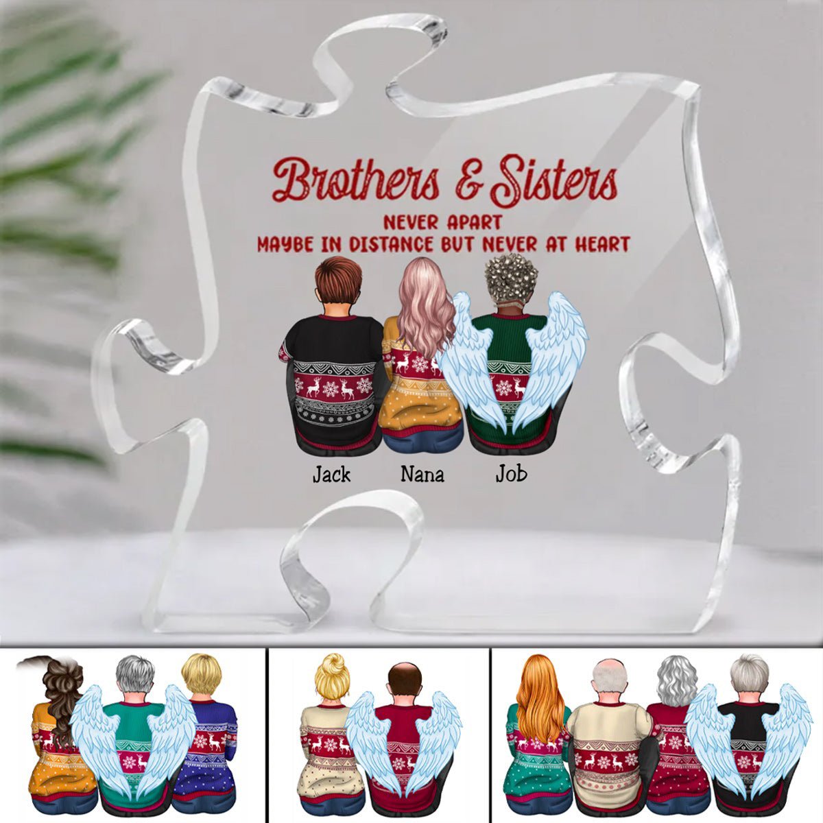 Family - Brothers & Sisters Never Apart Maybe In Distance But Never At Heart - Personalized Acrylic Plaque (QA) - Makezbright Gifts