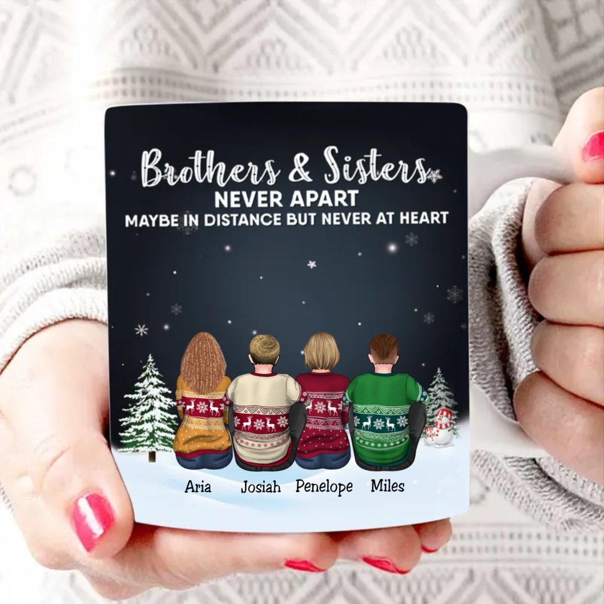 Family - Brothers & Sisters Never Apart Maybe In Distance But Never At Heart - Personalized Mug (N2) - Makezbright Gifts