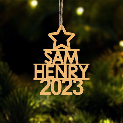 Family - Custom Family Name 2023 - Personalized Wooden Ornament - Makezbright Gifts