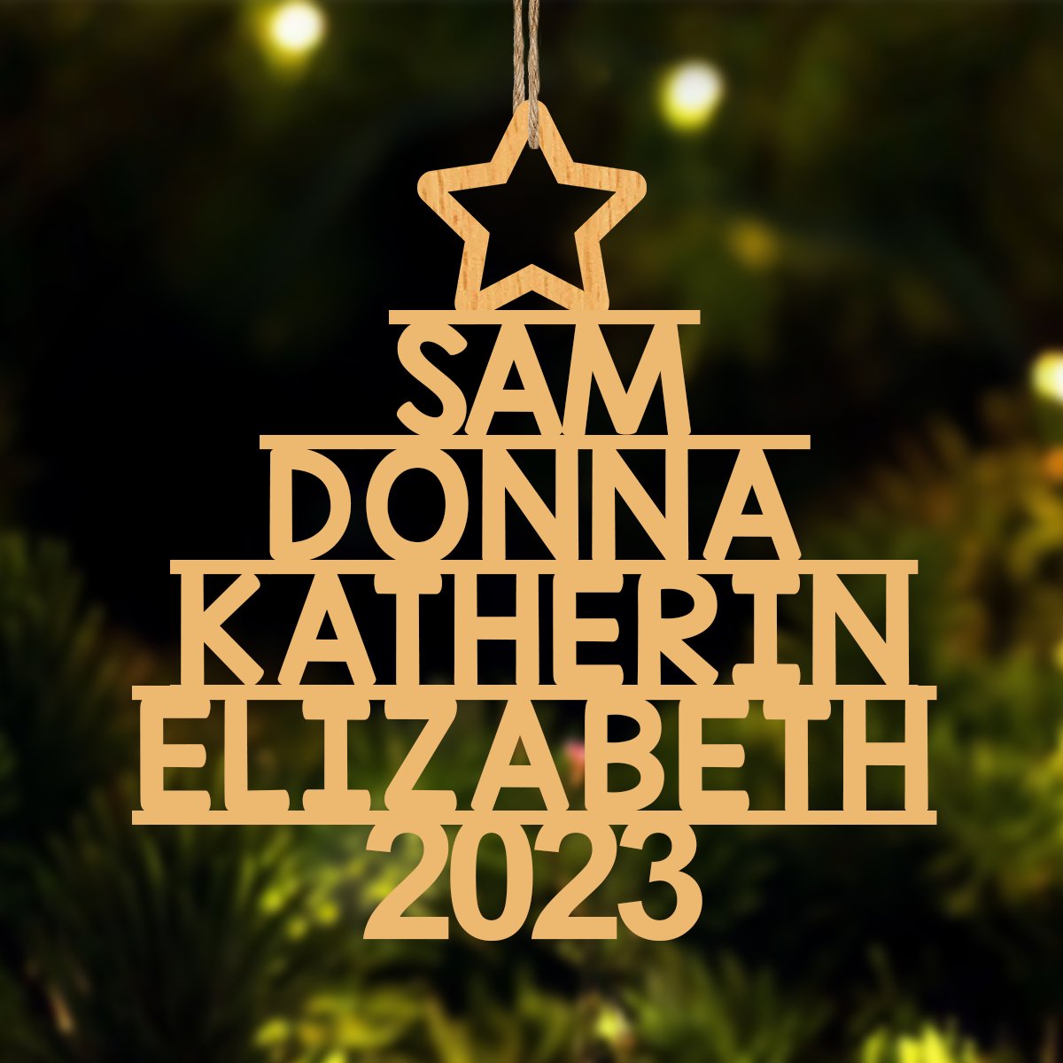 Family - Custom Family Name 2023 - Personalized Wooden Ornament - Makezbright Gifts