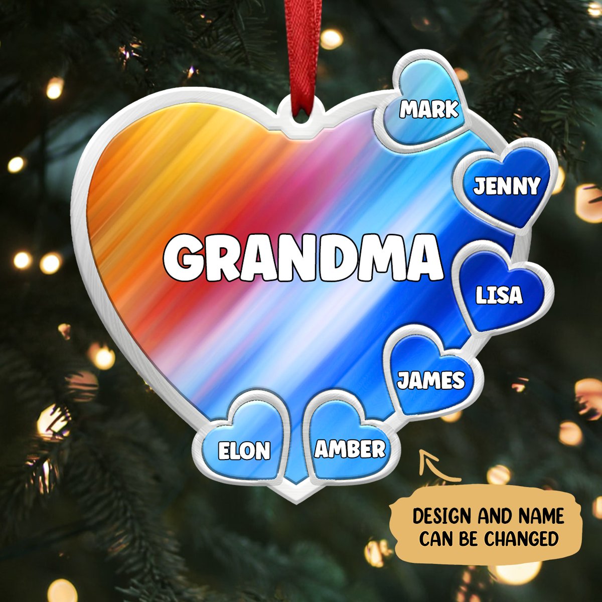 Family - Custom Grandma, Grandpa, Mom And Dad Heart - Personalized Orn ...