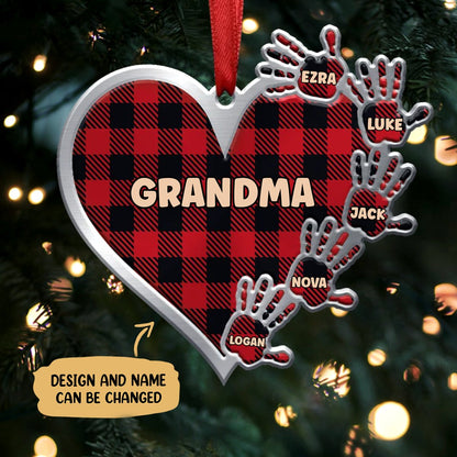 Family - Custom Grandma Hand Print - Personalized Ornament - Makezbright Gifts