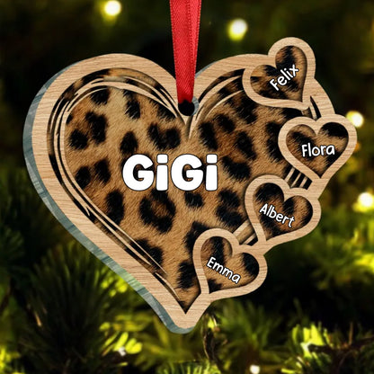 Family - Custom Grandma Heart - Personalized Ornament - Makezbright Gifts