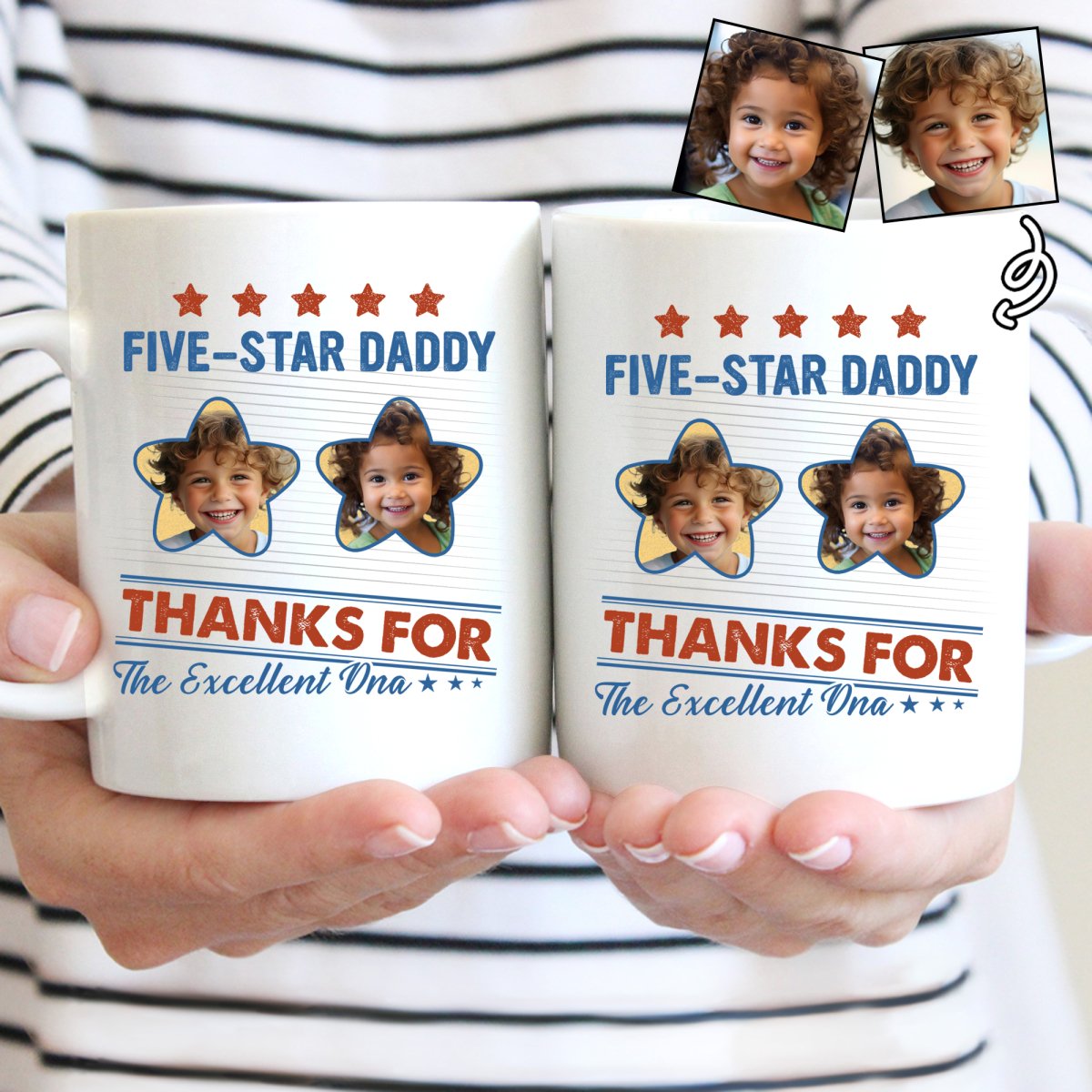 Family - Custom Photo Five - Star Dad Thanks For The Excellent DNA - Personalized Mug - Makezbright Gifts